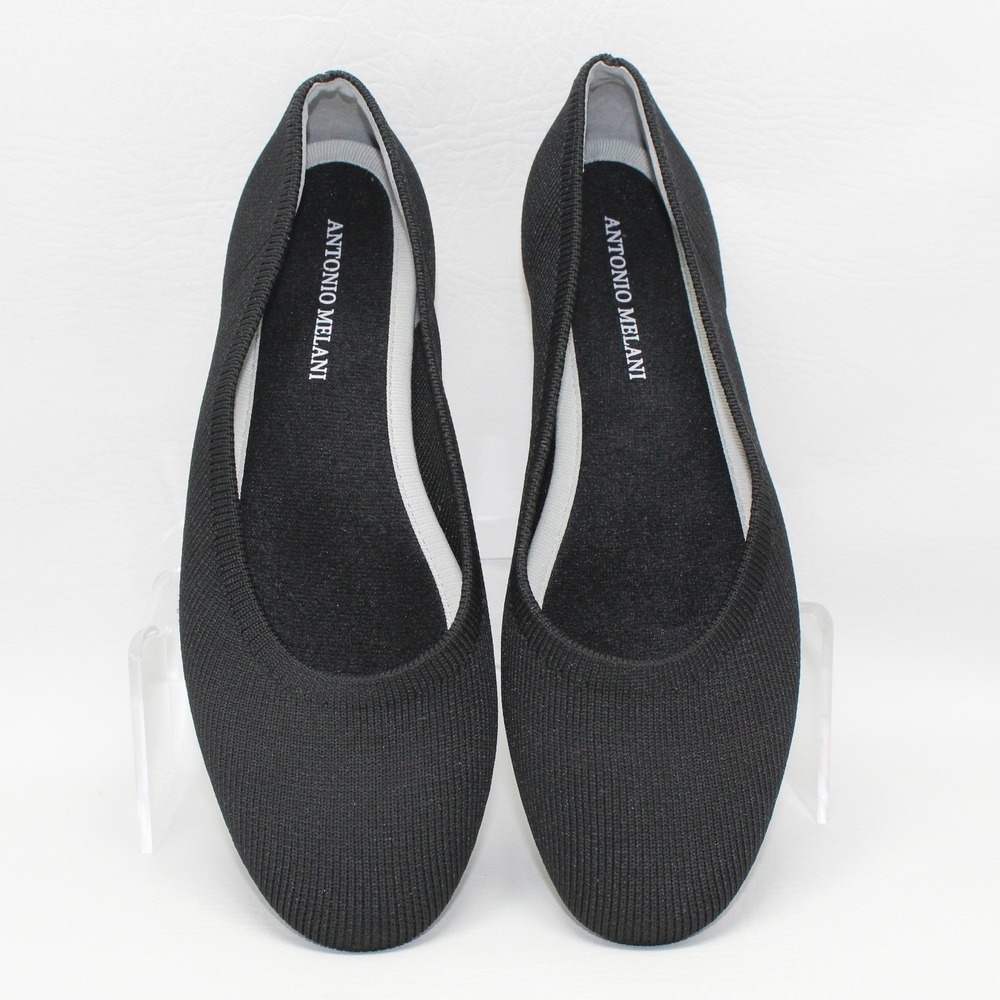 Antonio Melani Black Knit Ballet Flats Women 7M Fabric Slip On Round Toe Shoes